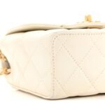 Lambskin Handle Crush Top Handle Flap Bag White - Image 9