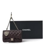 Lambskin Quilted Mini Double Flap With Hook Dark Brown - Image 12